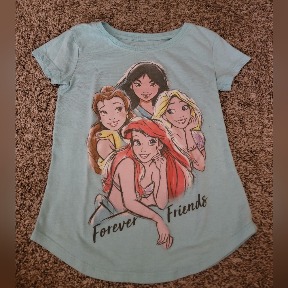 Disney Blue Short Sleeve Tee with Princess Art